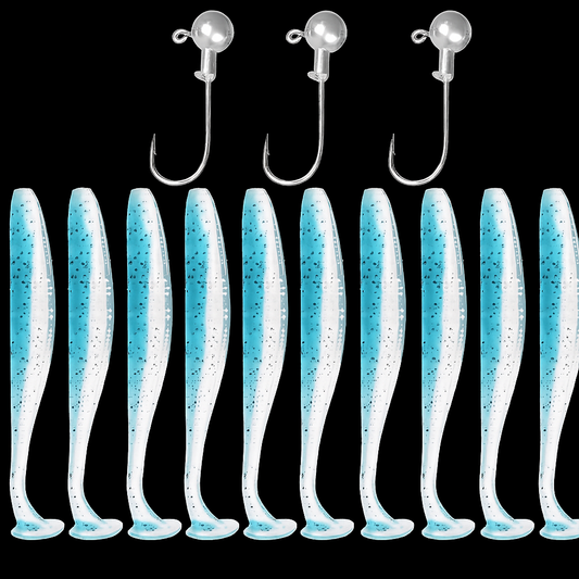 Soft Lure kit - 10 Lures + 3 jig Heads