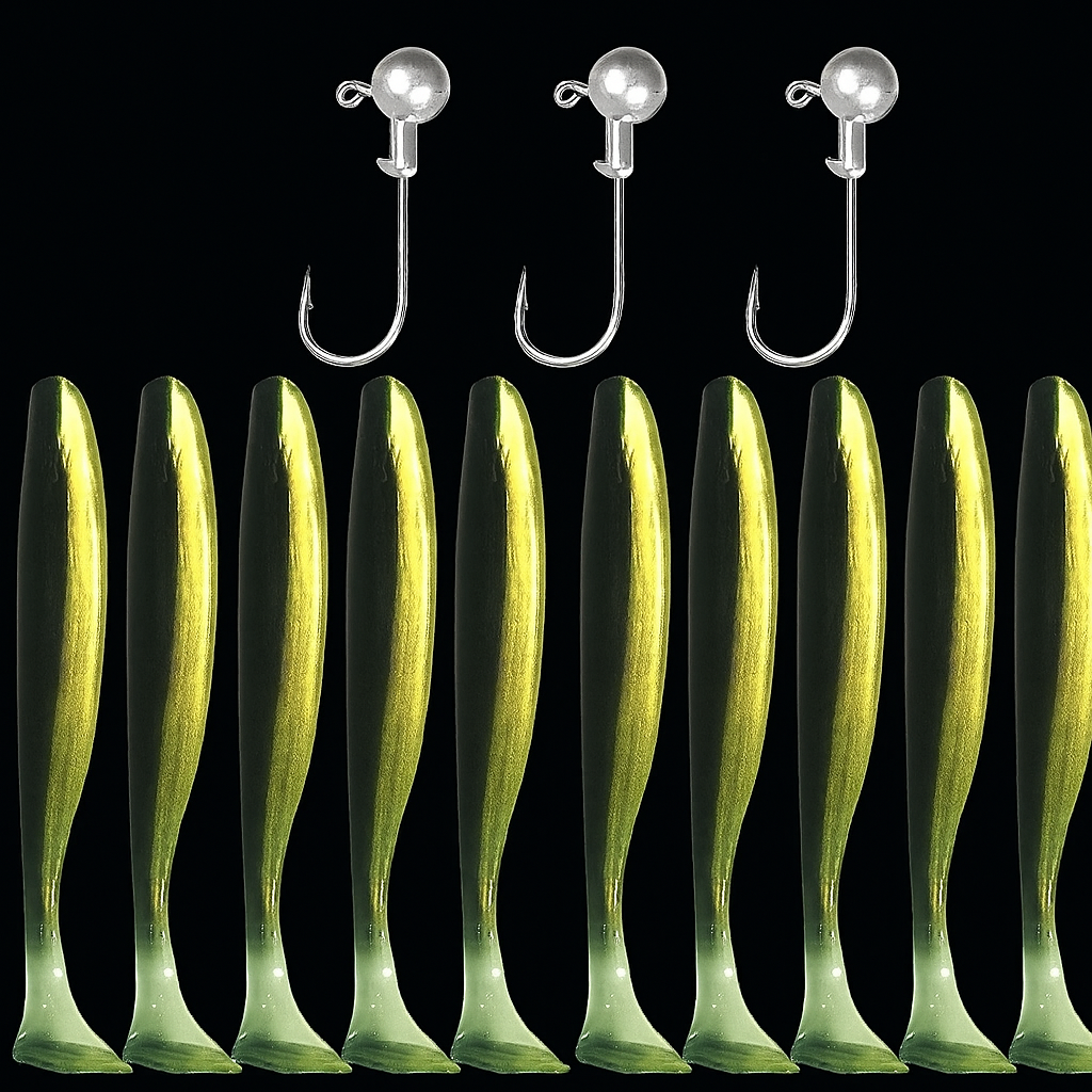 Soft Lure kit - 10 Lures + 3 jig Heads