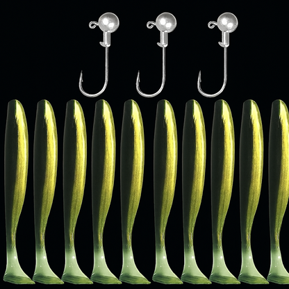 Soft Lure kit - 10 Lures + 3 jig Heads