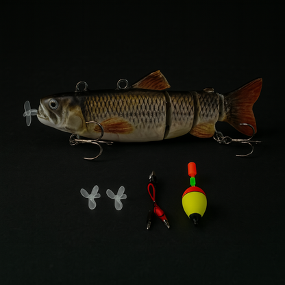 USB Rechargeable Robotic Fishing Lure - 130mm 4-Segment Swimbait with Lifelike Movement