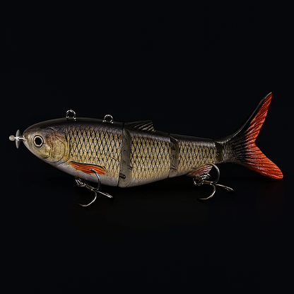 USB Rechargeable Robotic Fishing Lure - 130mm 4-Segment Swimbait with Lifelike Movement