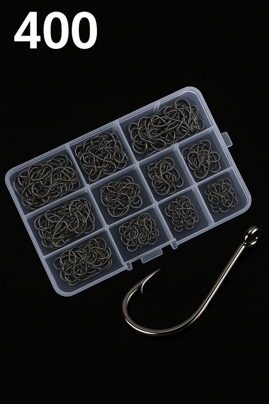 Fishing Hook Set - 400PCS (Sizes 3 to 12) with Storage Box