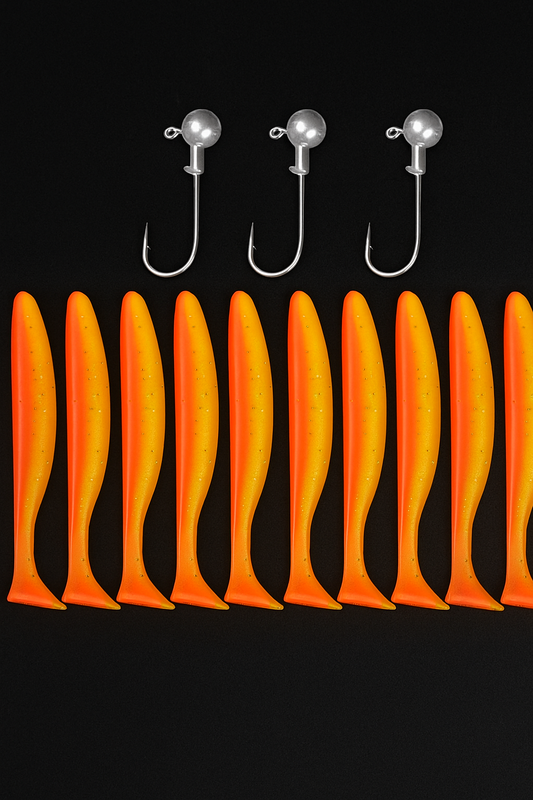 Soft Lure kit - 10 Lures + 3 jig Heads