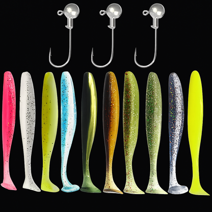 Soft Lure kit - 10 Lures + 3 jig Heads